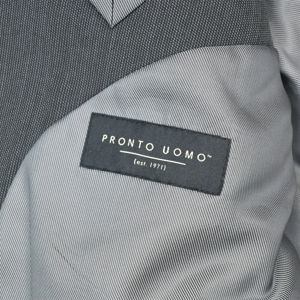 Pronto Uomo 46R 42x30 Gray Striped Wool Mens Jacket Pants Suit